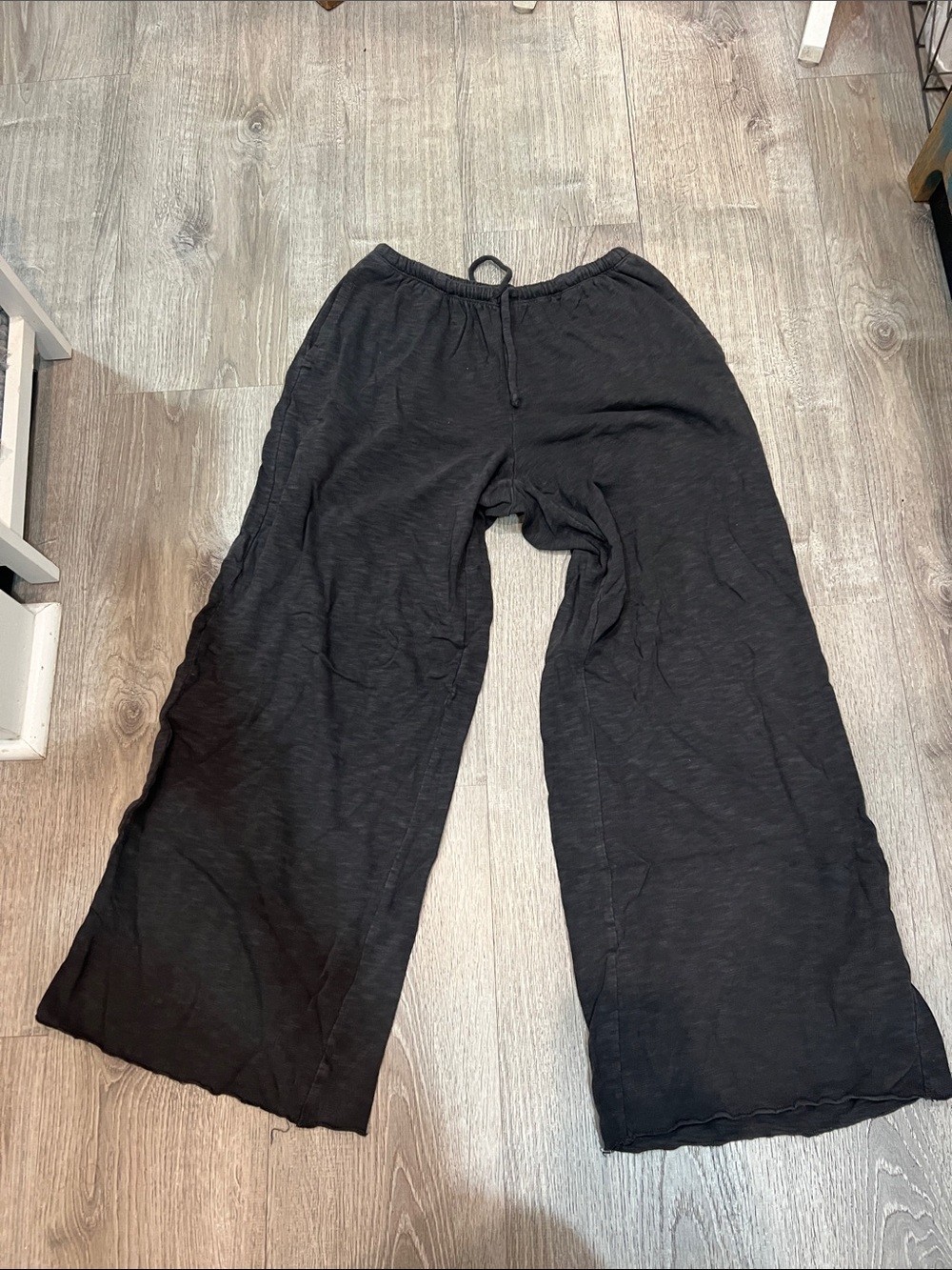 aerie Faded Black Wide-Leg Knit Pants S